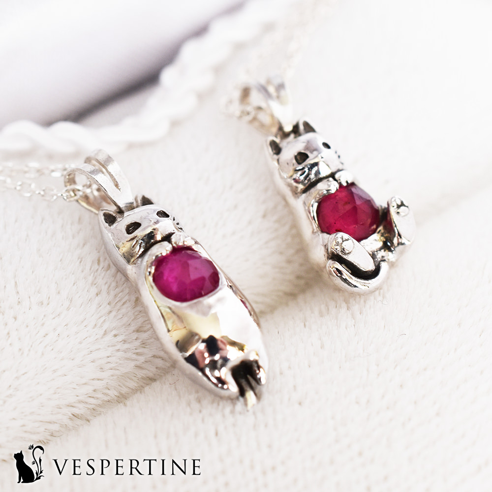 猫天然石ネックレス